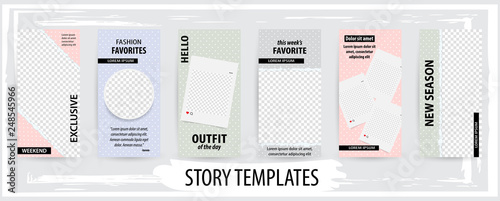 Trendy editable template for social networks stories, vector illustration.