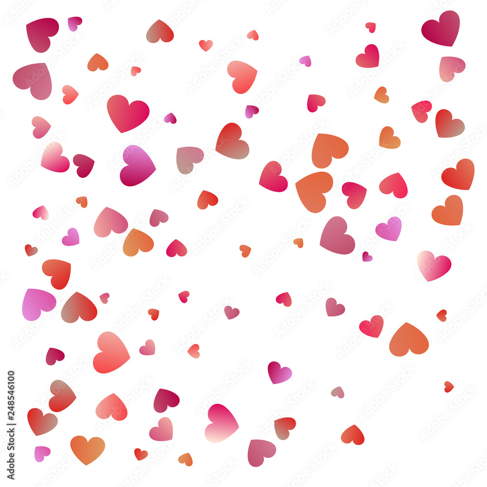 Red hearts confetti celebrations. Simple festive modern design. Holiday vector.