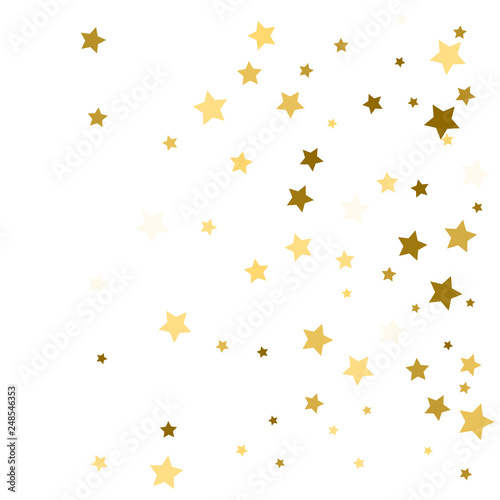 Golden stars confetti. Abstract background with many falling gold stars confetti. vector background