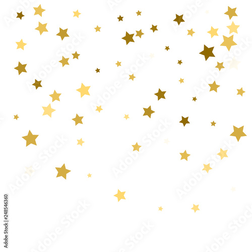 Golden stars confetti. Abstract background with many falling gold stars confetti. vector background