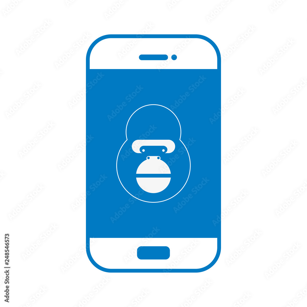 Gorilla auf Smartphone Display - blau Gorilla auf Smartphone Display - blau