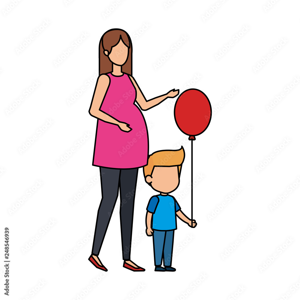 woman pregnancy with son and balloon helium woman pregnancy with son and balloon helium