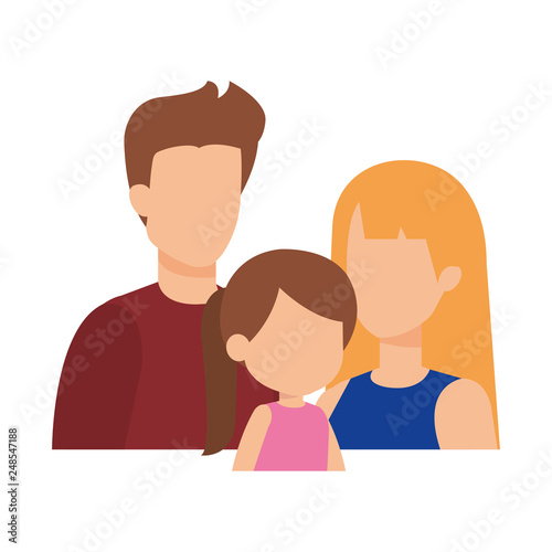 parents couple with daughter characters