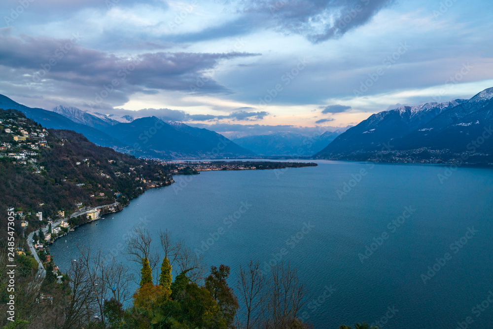 Panoramic view of lago Maggiore, Ronco sopra Ascona, Switzerland