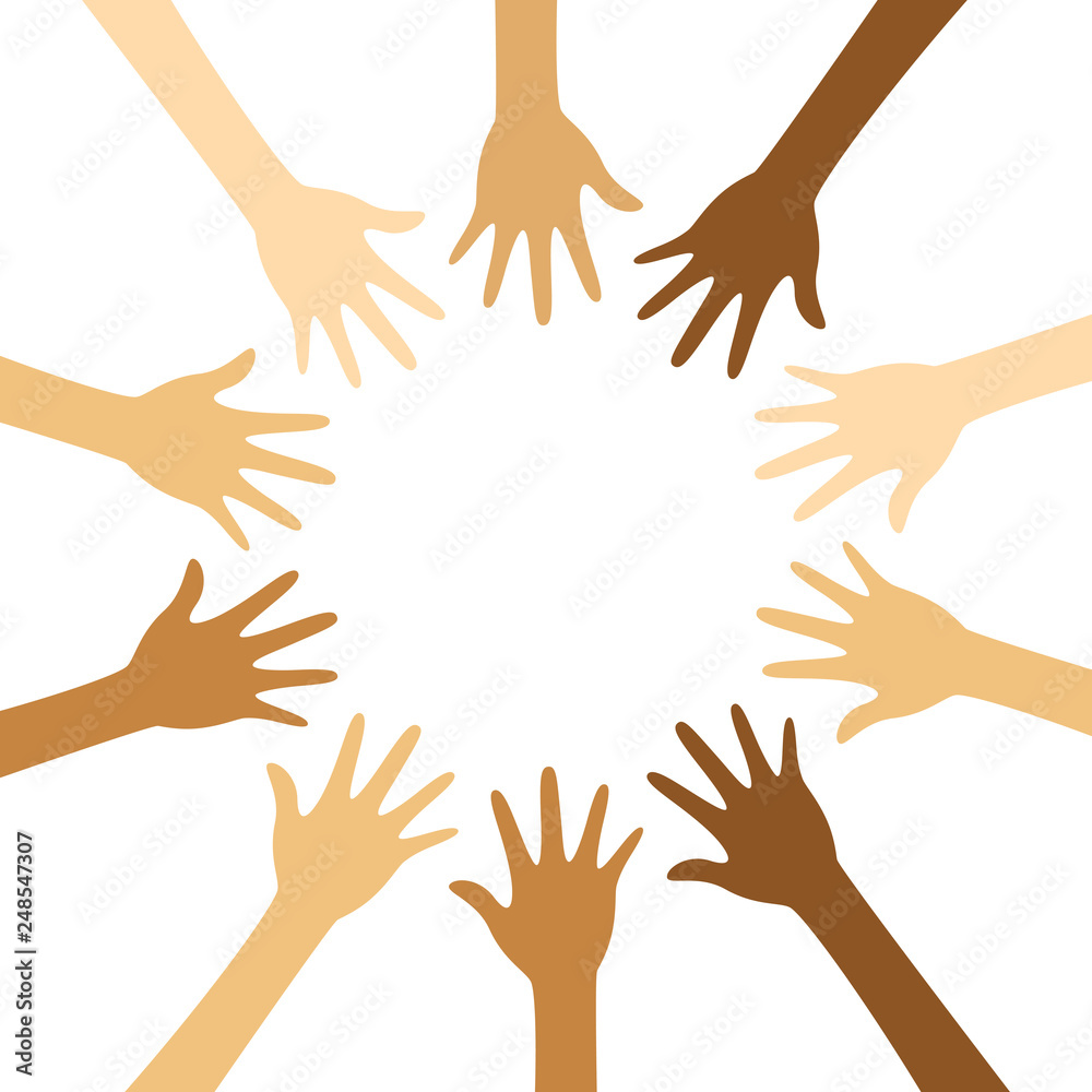 Diversity concept design, teamwork hands Diversity concept design, teamwork hands
