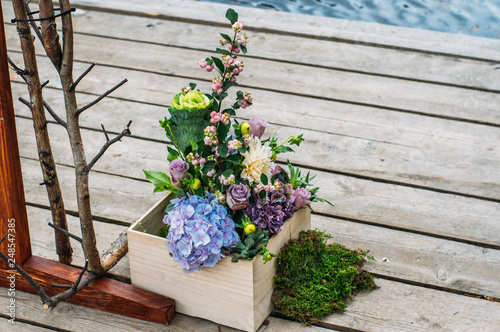 Natural flowers wedding decoration outdoors