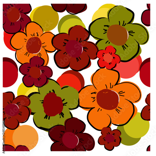 Retro Floral Seamless Repeating Vector Pattern