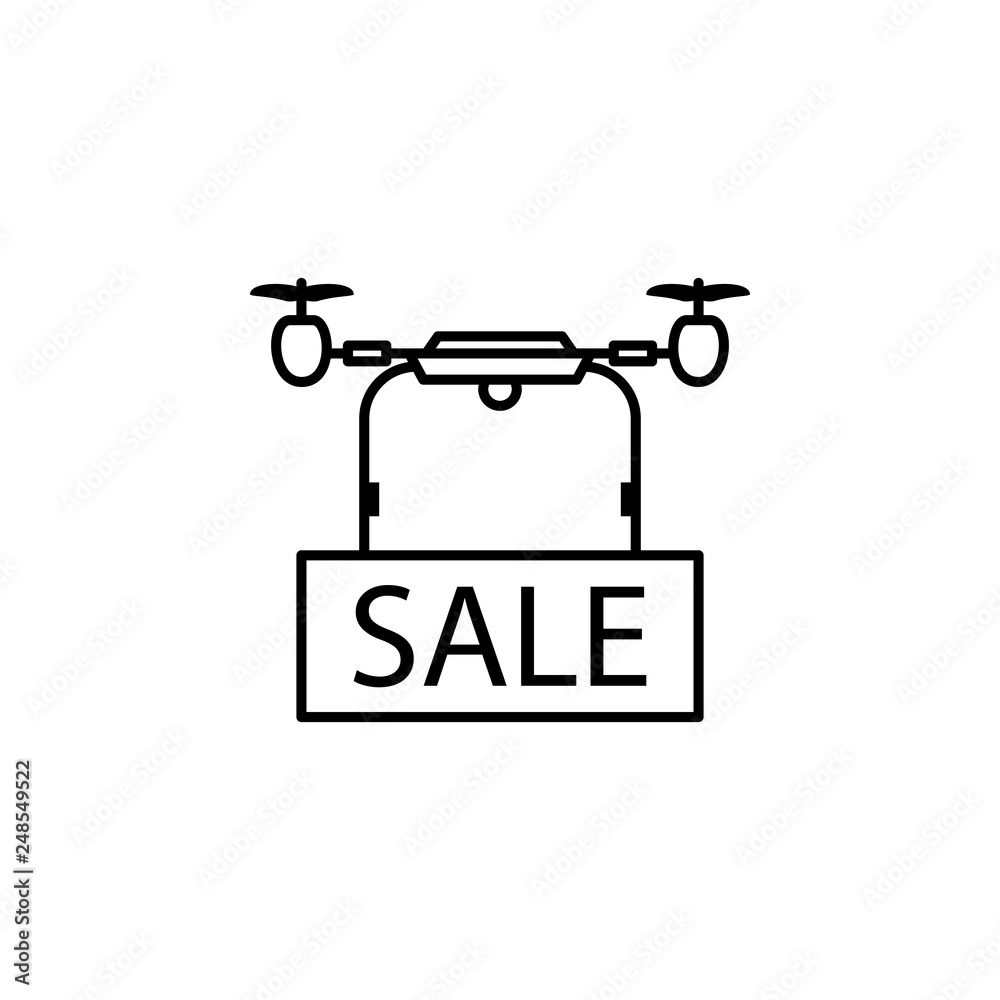 quadcopter, drone, sale, nameplate icon. Element of quadrocopter icon. Thin line icon for website design and development, app development. Premium icon
