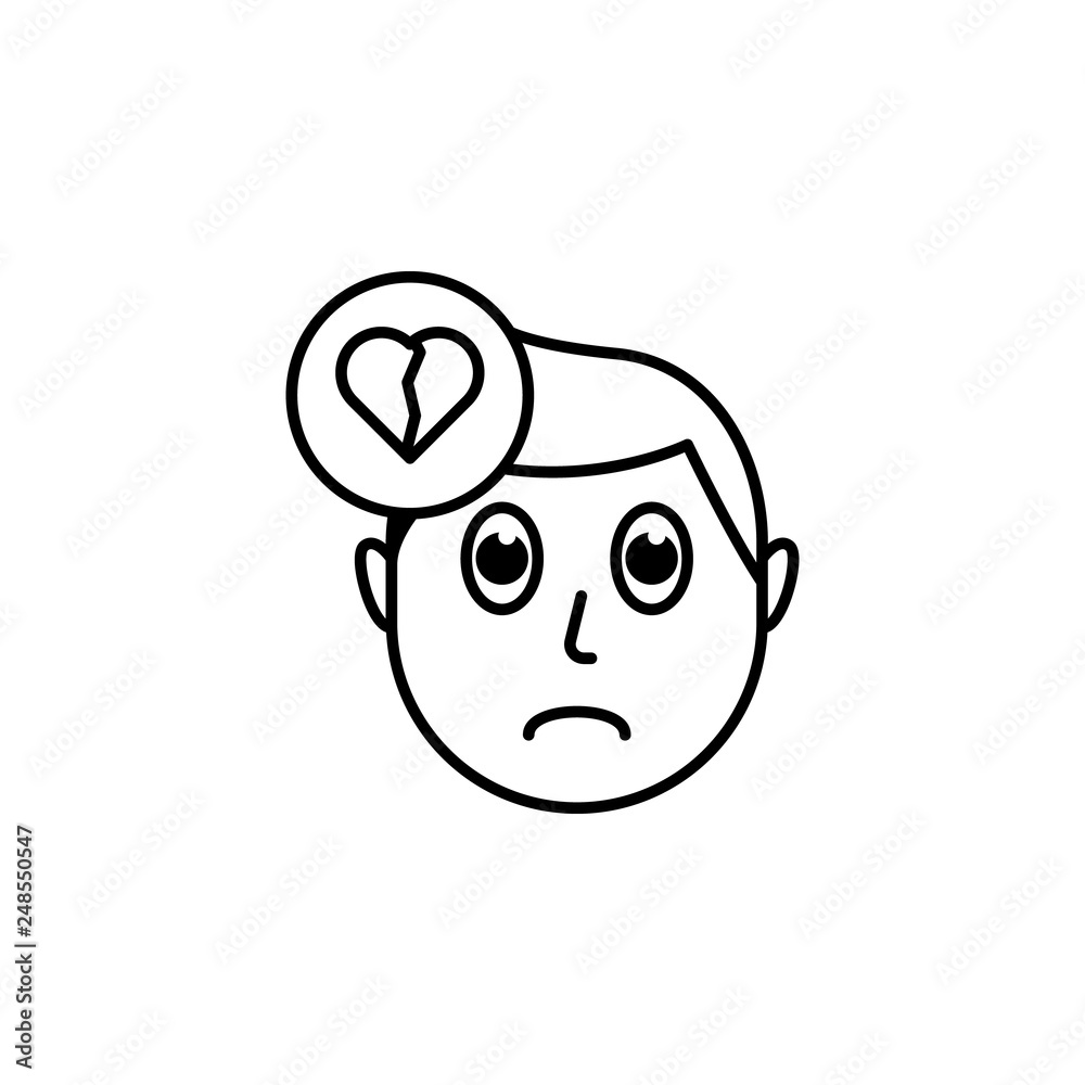 human face character mind in broken heart icon human face character mind in broken heart icon