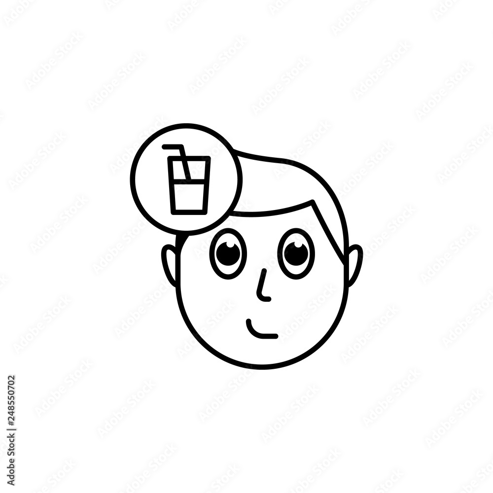 human face character mind in drink icon human face character mind in drink icon