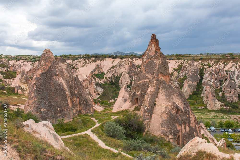 Fairy chimneys in Nevsehir, Goreme, Cappadocia Turkey.