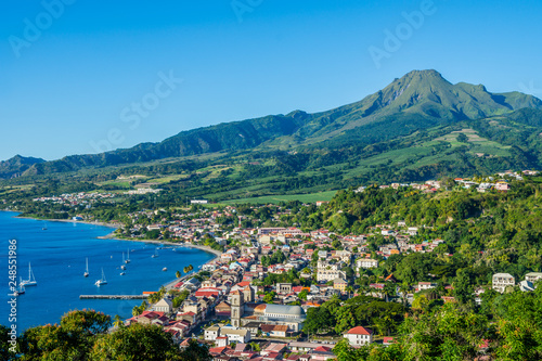 Saint Pierre Caribbean bay in Martinique beside Mount Pel  e volcano