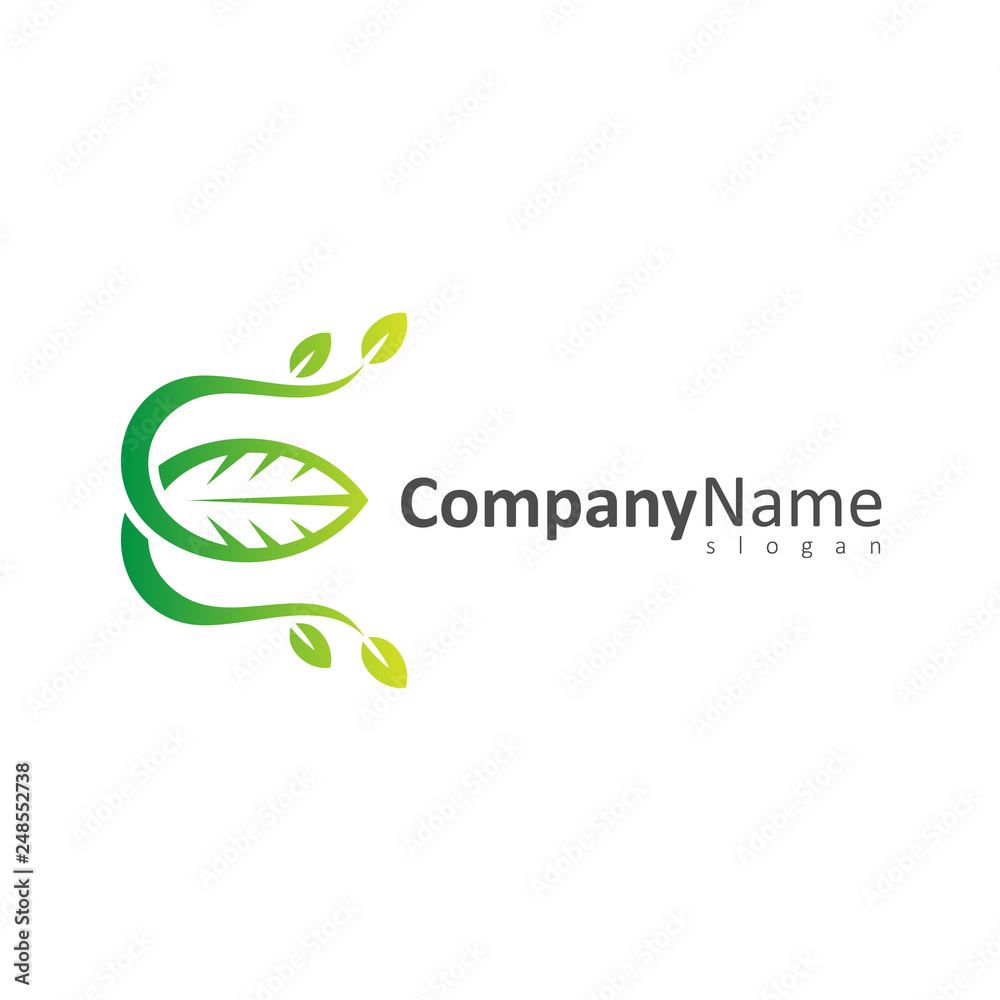 Leaf Letter E Logo Leaf Letter E Logo