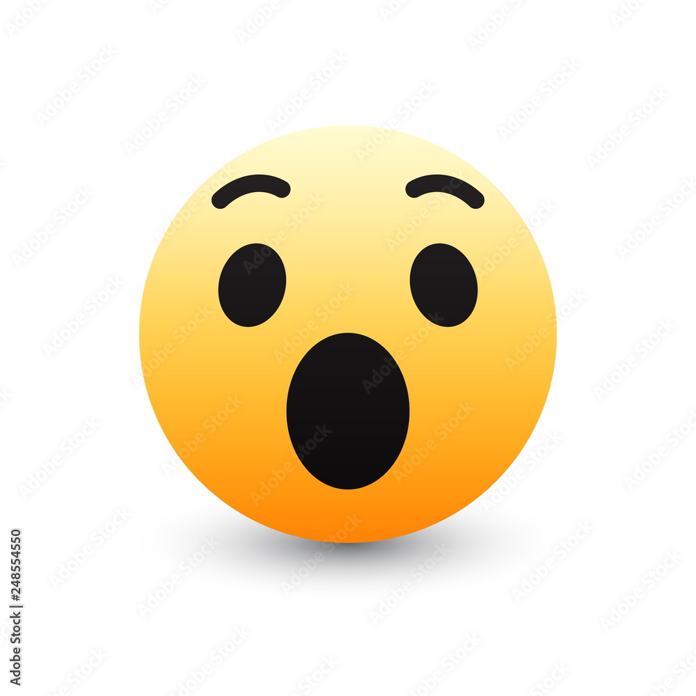 Vetor de 3D Vector Facebook Wow Emoticon Icon Design for Social Network