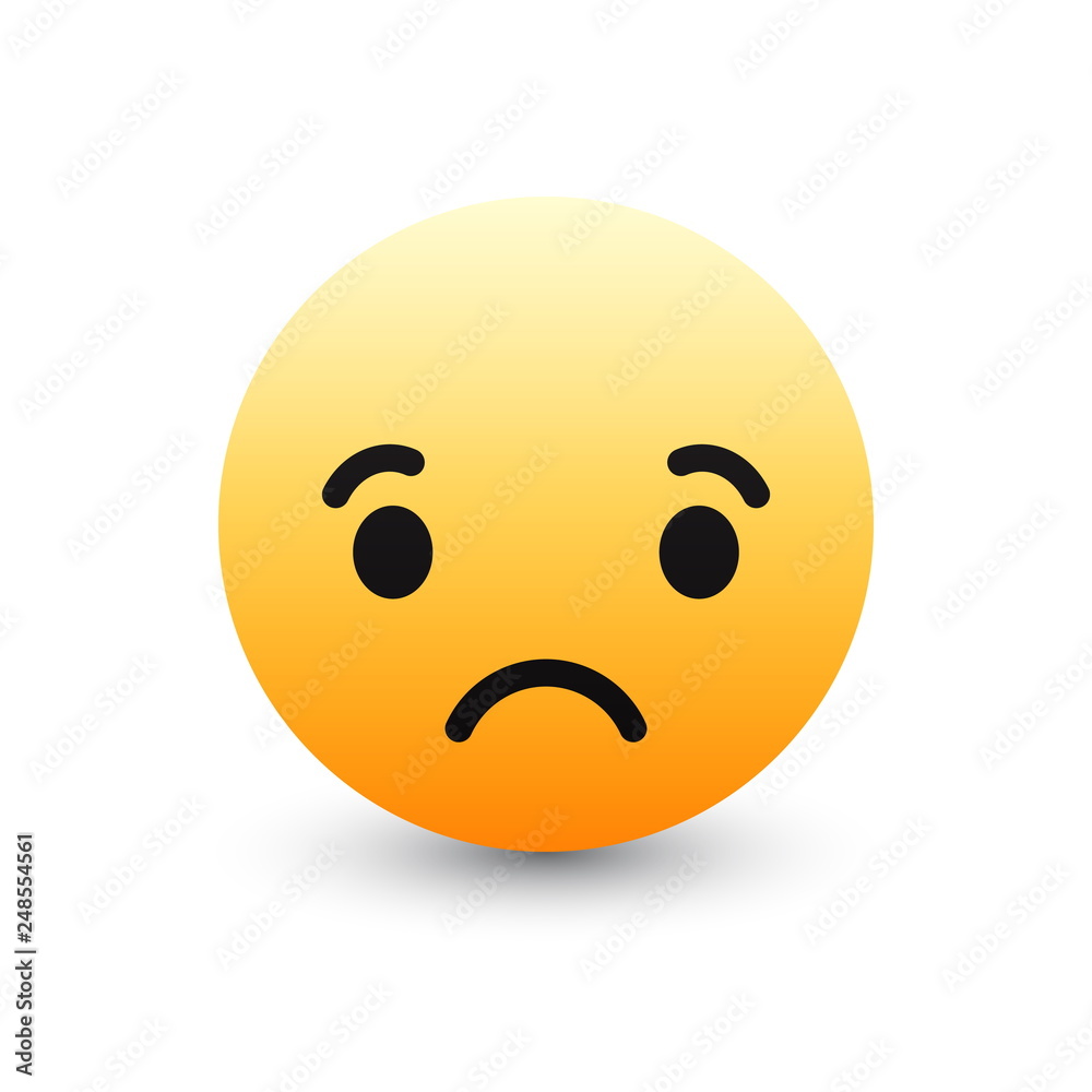 3D Vector Facebook Sad Emoticon Icon Design for Social Network Isolated on White Background. Modern Emoji 3D Vector Facebook Sad Emoticon Icon Design for Social Network Isolated on White Background. Modern Emoji
