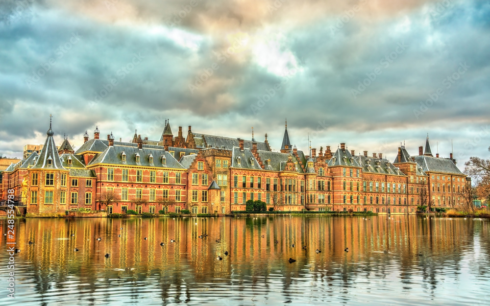 Fototapeta premium Binnenhof Palace at the Hofvijver lake in the Hague, the Netherlands