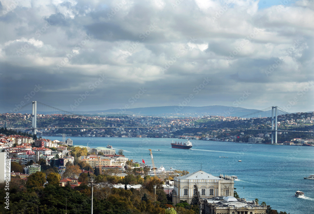 July 15 Martyrs Bridge (Bosphorus Bridge) in Istanbul, Turkey. July 15 Martyrs Bridge (Bosphorus Bridge) in Istanbul, Turkey.