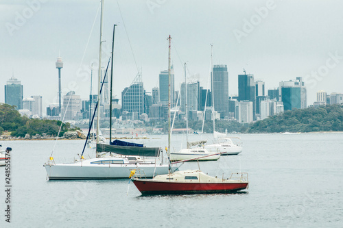 Photography Boats with Sydney Australia in background