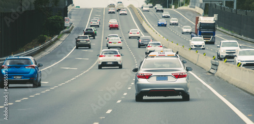 Cars heavy traffic on highway  © disq