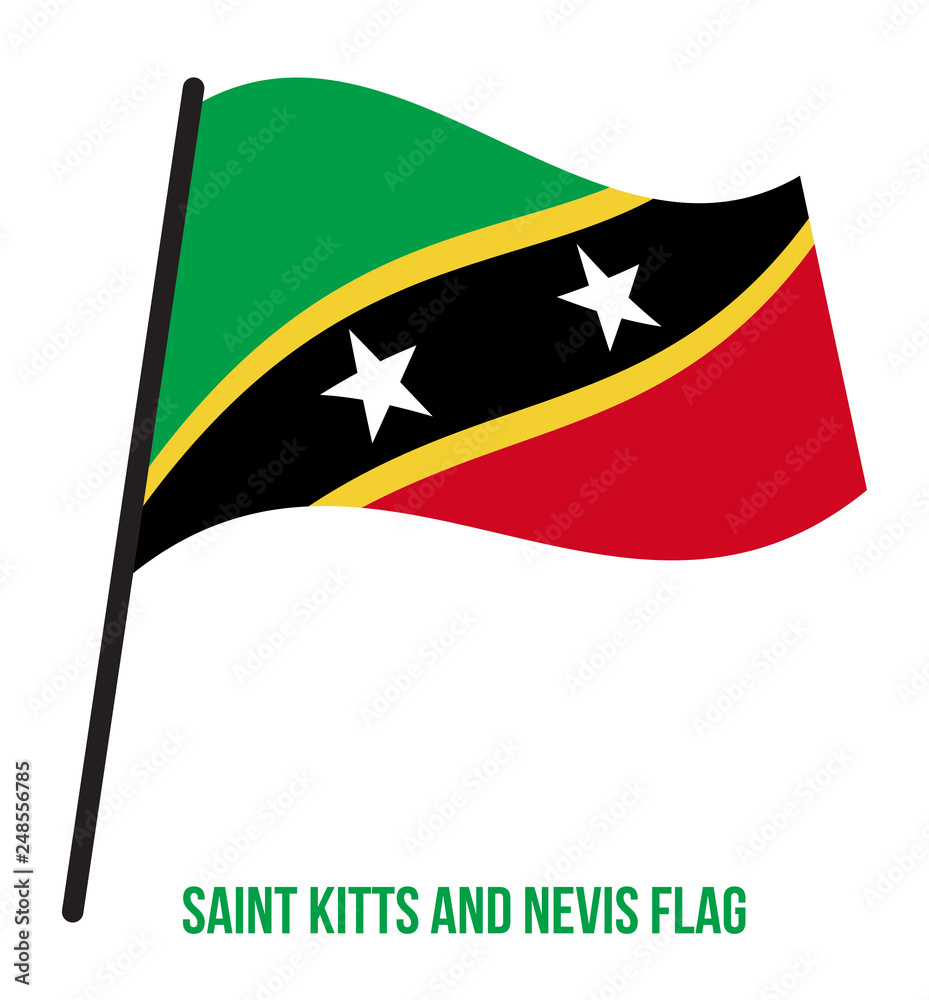Saint Kitts and Nevis Flag Waving Vector Illustration on White Background. Saint Kitts and Nevis National Flag. Saint Kitts and Nevis Flag Waving Vector Illustration on White Background. Saint Kitts and Nevis National Flag.