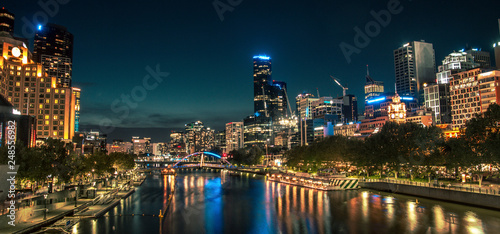 Melbourne Australia city skyline waterfront at night