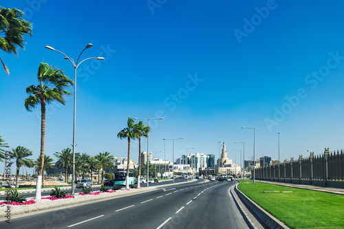 Abdullah Bin Jassim Street is famous tourist bus route in Doha, Qatar. photo