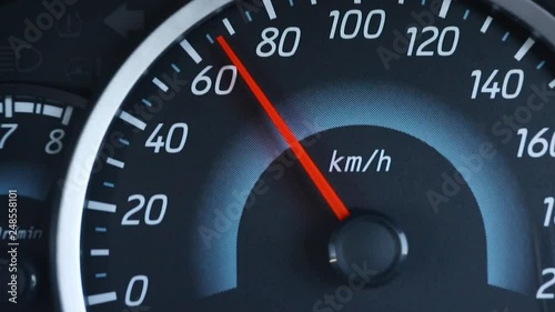 Close-up car dashboard, digital speedmeter