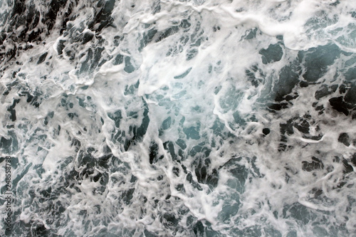 Malta seawave. Mixing of water flows from the ship. Rough sea waves. 