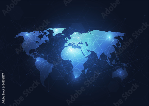 Global network connection. World map point and line composition concept of global business. Vector Illustration