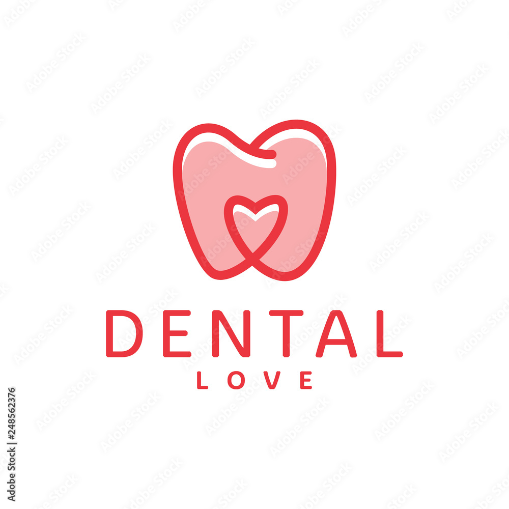 Love Dental Logo for Dental clinic Vector Graphic Design