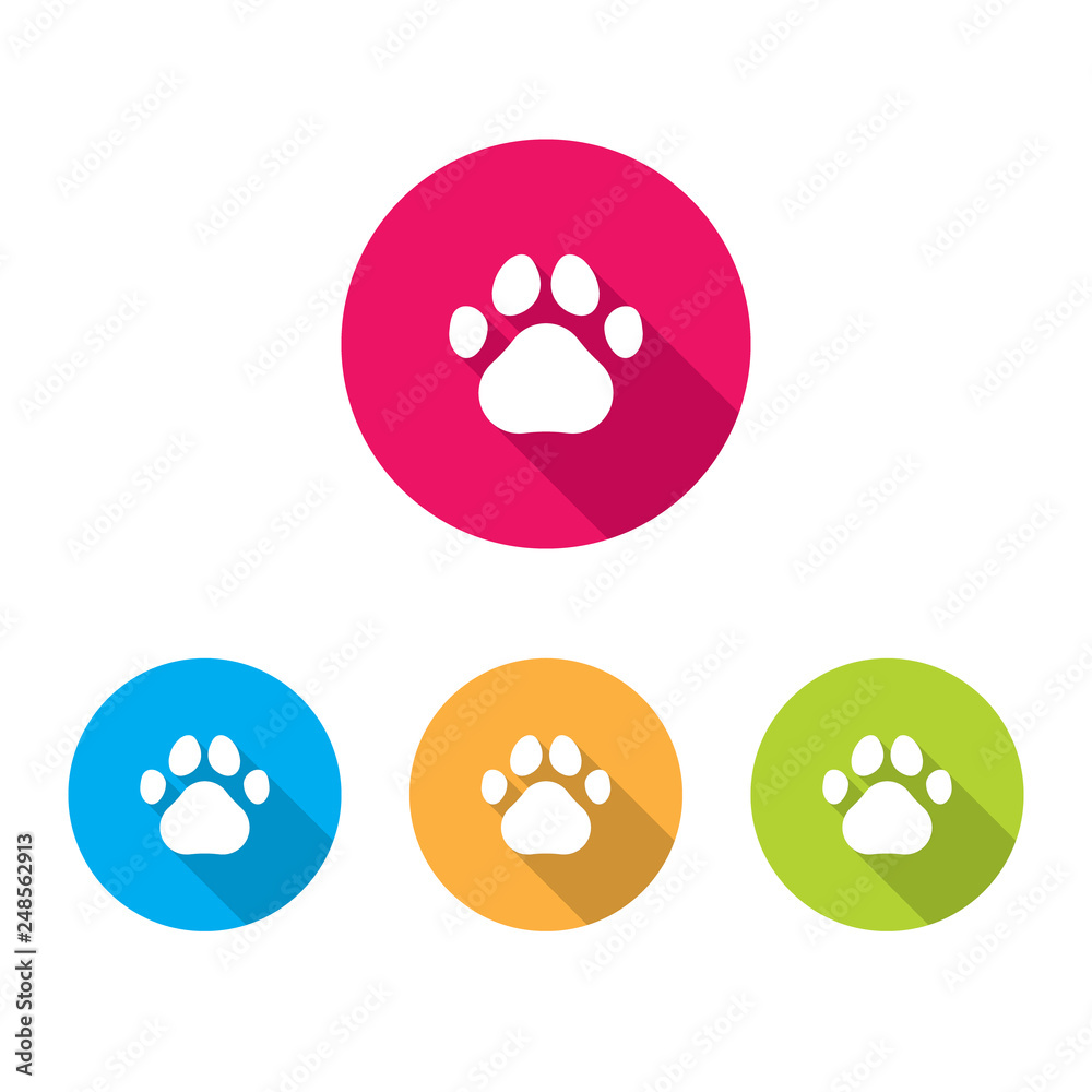 Paw Print Icons With Long Shadow Paw Print Icons With Long Shadow