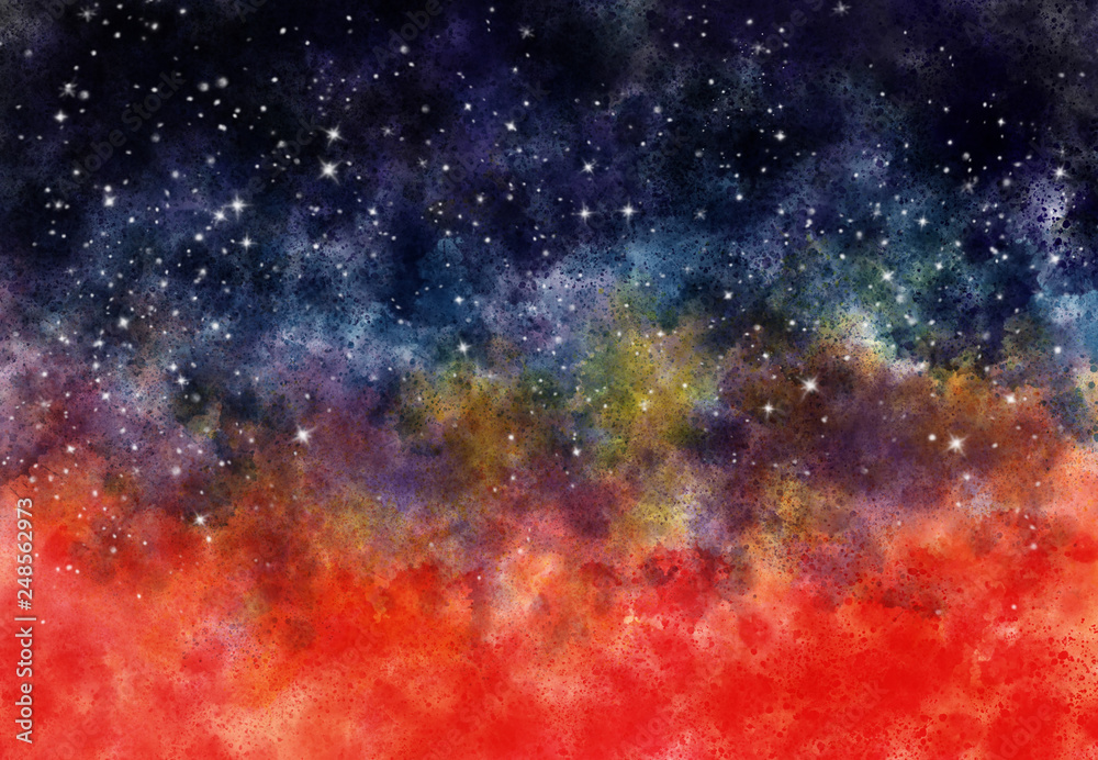 Fototapeta premium Star field in galaxy space with nebula, abstract watercolor digital art painting for texture background