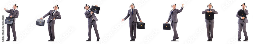 Funny clown businessman with briefcase Funny clown businessman with briefcase