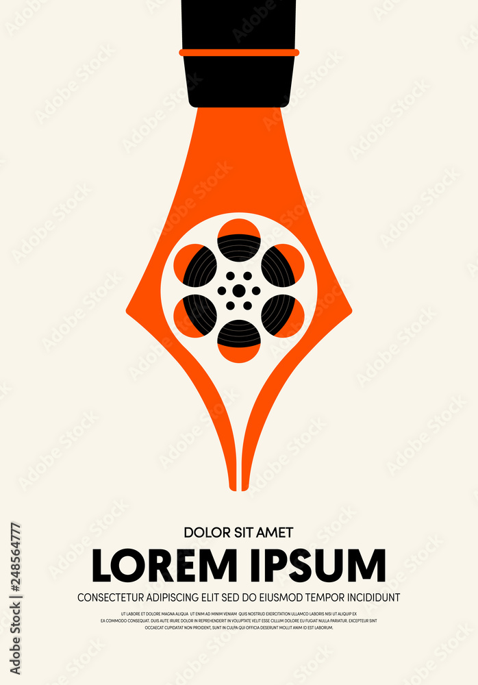 Movie and film poster design template background modern vintage retro style