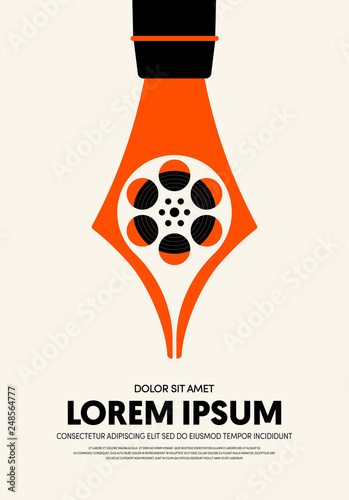 Movie and film poster design template background modern vintage retro style