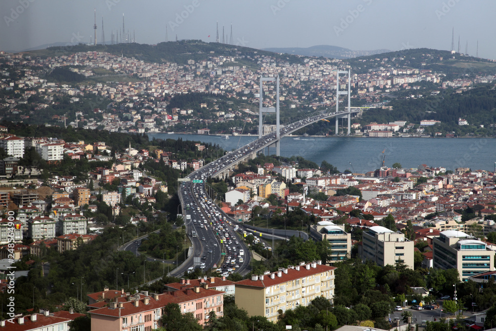 Fototapeta premium July 15 Martyrs Bridge (Bosphorus Bridge) in Istanbul, Turkey.