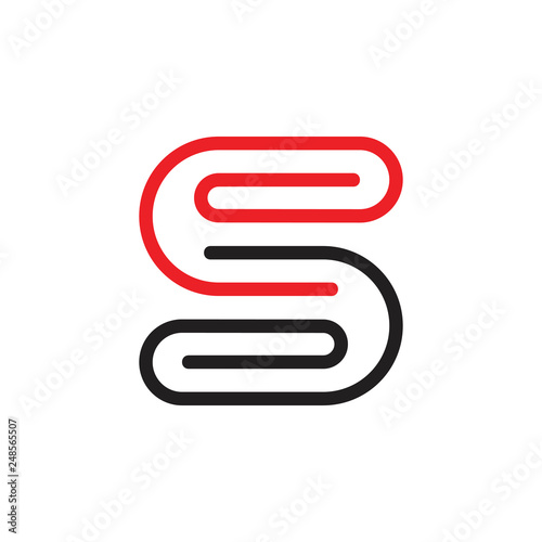 letter s paper clip line art logo vector