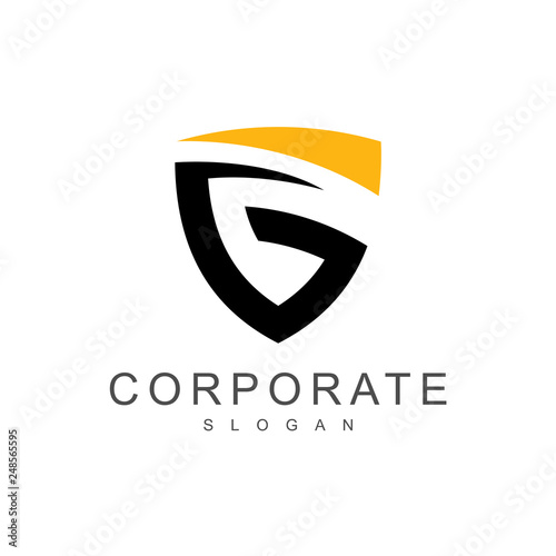 shield letter g logo template