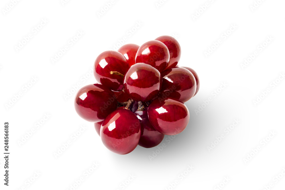 Ripe red grape. on white background. clipping path.