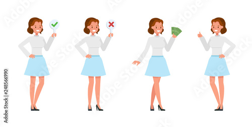 Business Woman showing different gestures character vector design. no4