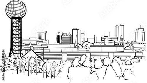 Knoxville, Tennessee City Skyline Vector Illustration