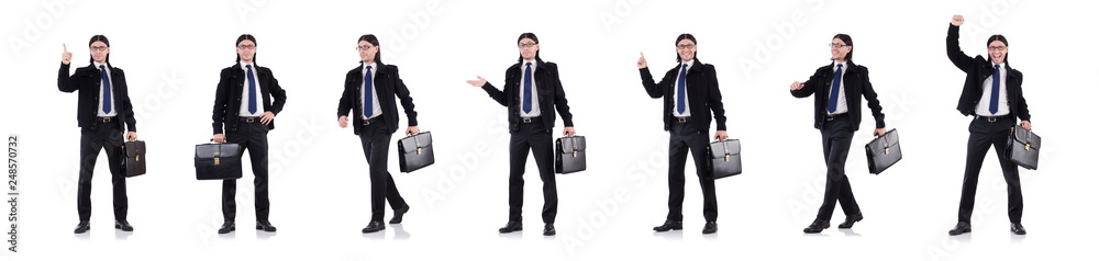 Young businessman holding briefcase isolated on white Young businessman holding briefcase isolated on white