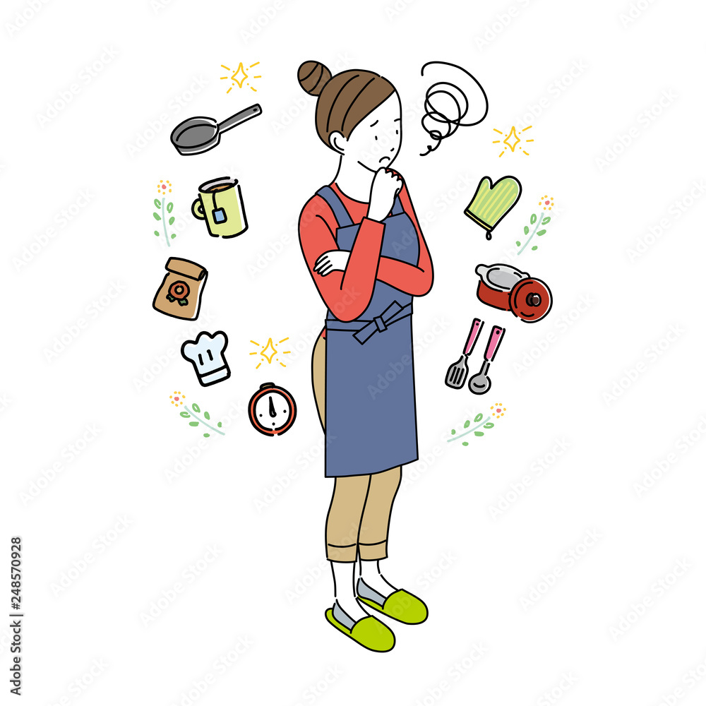 エプロン姿の女性 イラスト 料理 アイコン Stock Vector Adobe Stock