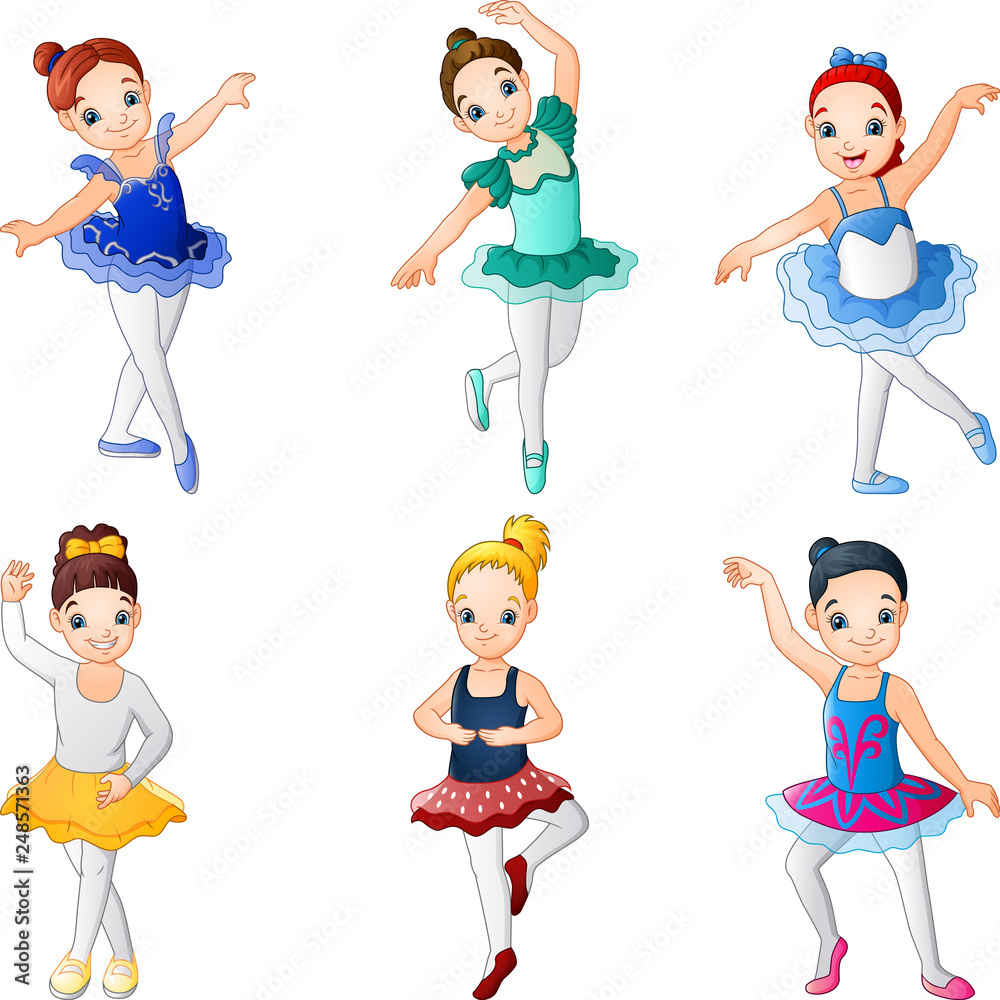 Little girl ballerinas dancing collection set Little girl ballerinas dancing collection set
