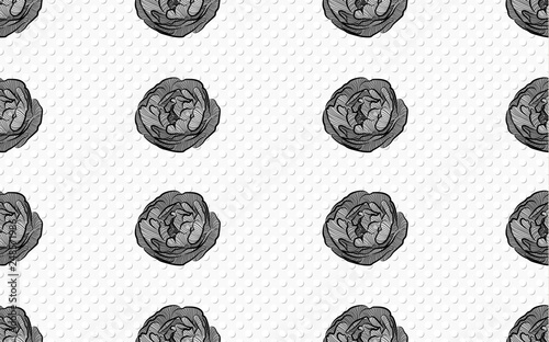 Rich trendy print. Seamless vector pattern. Plastic geometry combined with rose flowers.