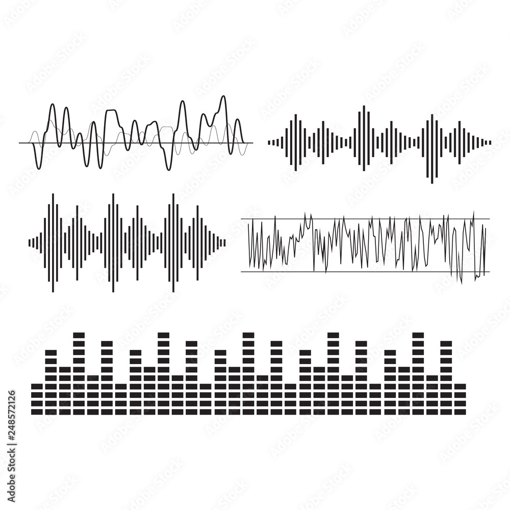 Sound waves concept. Sound waves vector. Sound waves sign and symbol in flat style