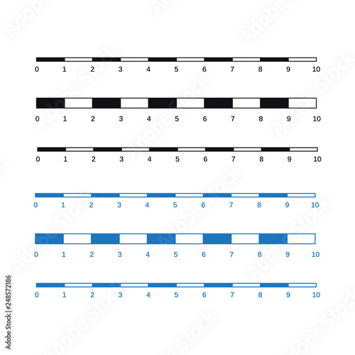 Map scales graphics for measuring distances. Scale measure map vector. Latitude and longitude distance