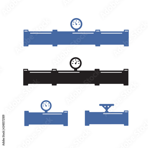 Valve, taps, pipe connectors, pipe details. Pipe fittings vector icons set