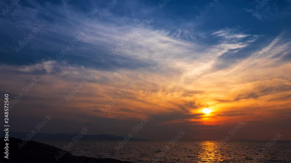 Sunset time lapse with moving clouds above the seascape Sunset time lapse with moving clouds above the seascape