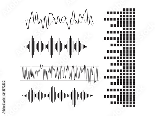Signal wave set. Analog signals, digital sound waves